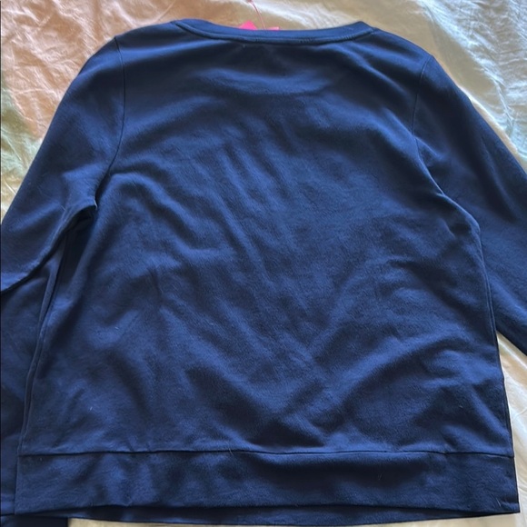 Floral Embroidered Navy Sweatshirt - Picture 5 of 5